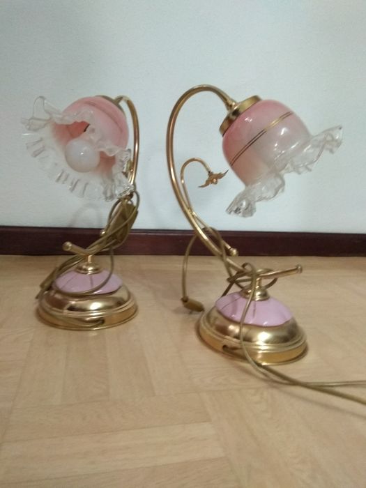 Conjunto candeeiros quarto tons rosa