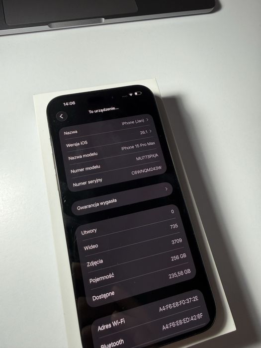 iPhone 15 PRO MAX | 256 GB | Bateria 88% | Kolor Tytan