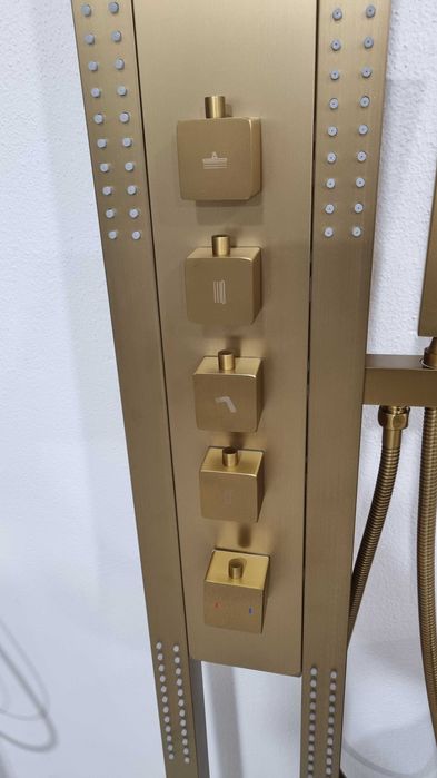 Coluna Duche Circular com Jatos  LUXURY Metal Gun/ Gold
