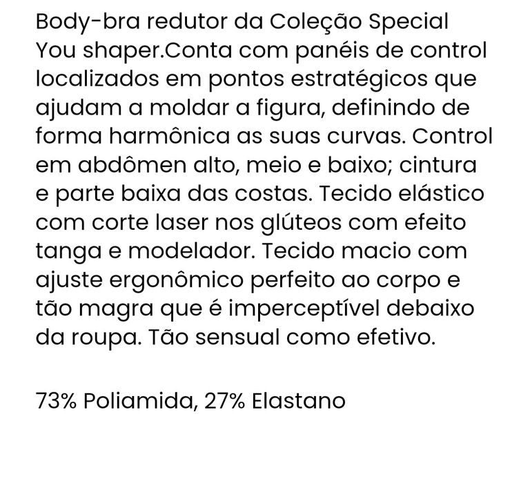 Body redutos sem costuras com enchimento e aro