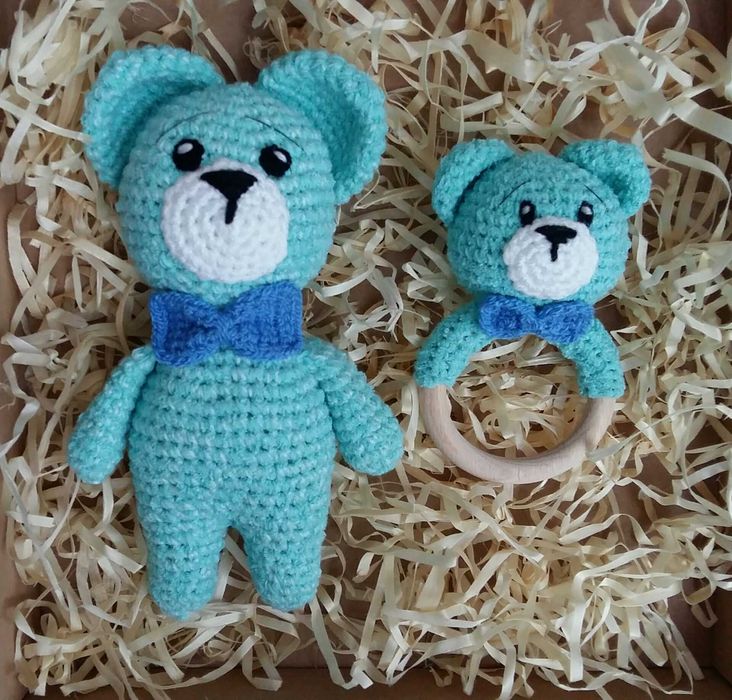 Króliczek królik na szydełku maskotka przytulanka Handmade Nowa Mięta