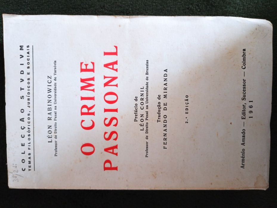 O crime passional – Léon Rabinowicz - 1961 Muito Bom estado