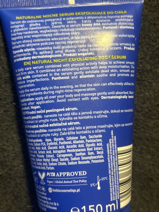 Be BIO nocne serum eksfoliujące do ciała; BeBIO balsam do ciała
