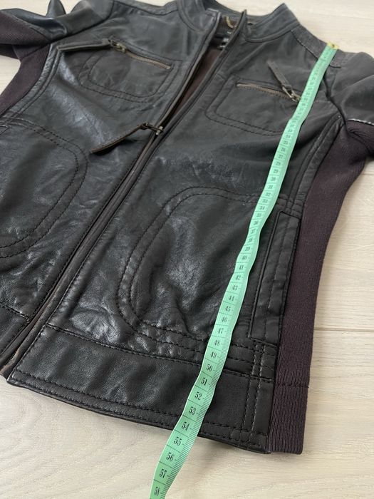 Kurtka skórzana Mango na zamek brązowa