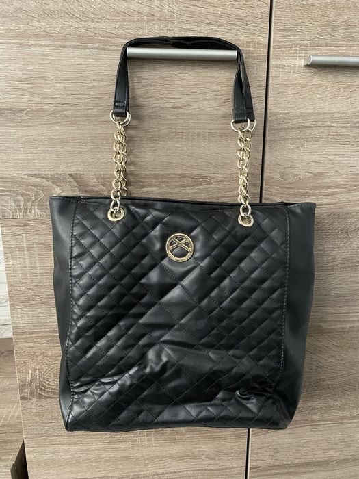 Torebka torba damska na łańcuszku złotym shopper A4