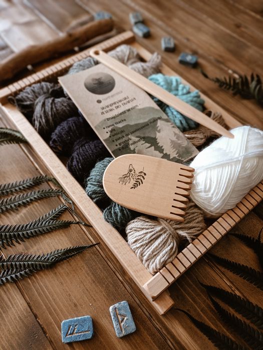 Skandynawski zestaw do tkania rama tkacka diy makatka ozdoba