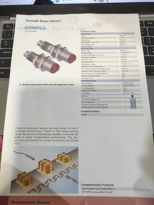 WENGLOR 18 mm PNP Photoelectric Sensor, 24 VDC64551981292803121