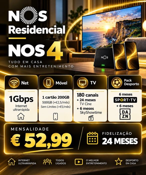 Serviço Telecomunicações Fibra Meo/Vodafone/Nos