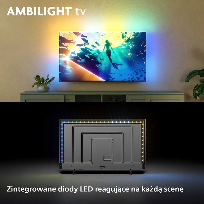 Nowy Philips 55 cali 3xambilight 4K Smart WIFI DVB-T2 55PUS8010 gw12m