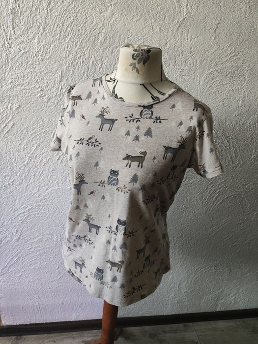 Wzorzysty t-shirt damski 38 M Next 100% bawełna