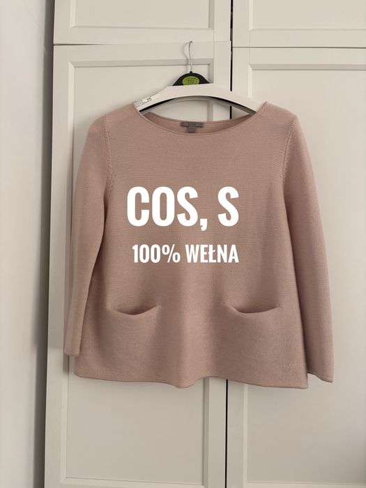 Sweter damski COS - 100% wełna, S, beżowy, idealny