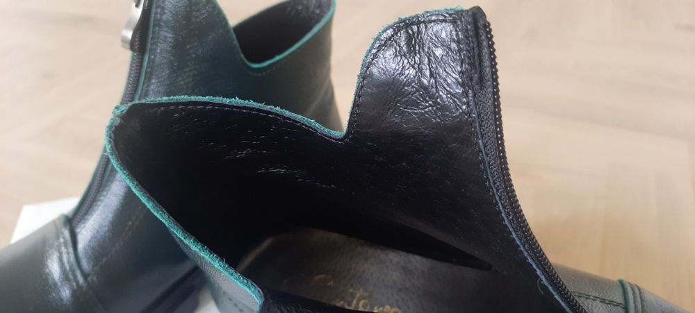 Botki skórzane butelkowa zieleń r.36