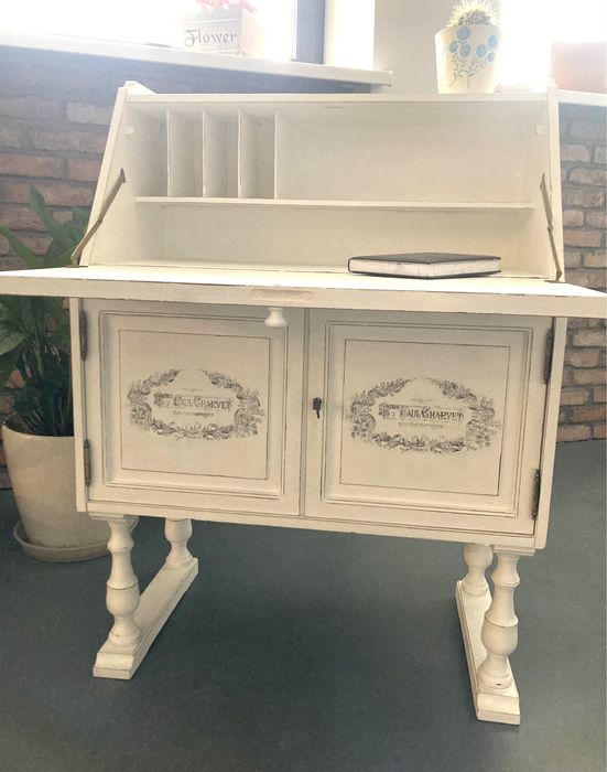 Sekretarz sekretarzyk komoda szafka biały Shabby Prowansja retro