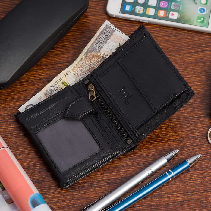 portfel męski skórzany wild tiger - czarny