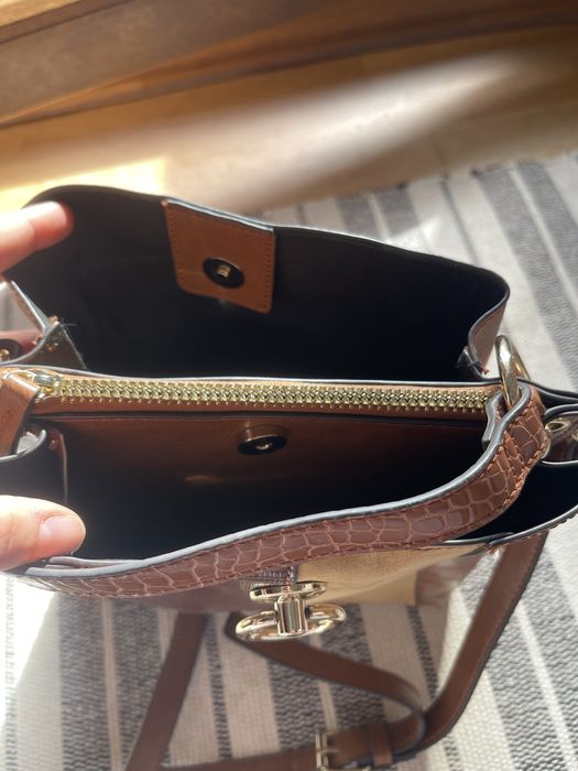 Torebka Bucket Bag Camel Zara Style Minimalistyczna