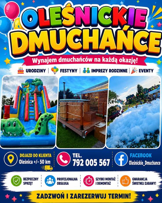 WYNAJEM - Dmuchańce, piana party, buble hause, BALIA OGRODOWA/JAKUZZI, BALA/mobilna  - Jelcz-Laskowice, cena od
