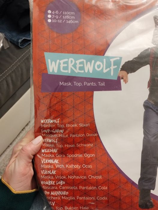 Nowy Strój karnawałowy halloween wilkołak 110