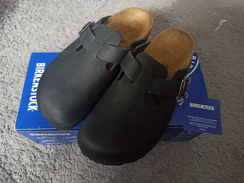 Nowe z metką skórzane klapki Birkenstock Boston r. 38