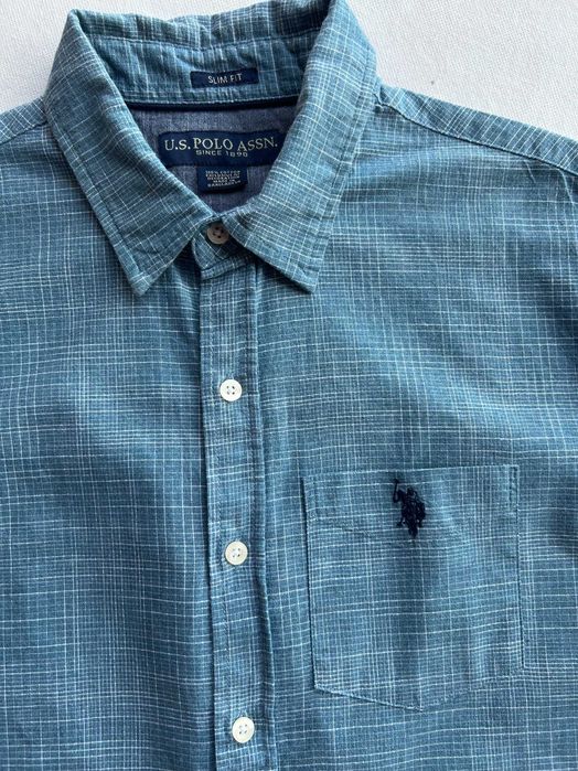Niebieska koszula z krótkim rękawem U.S Polo Assn. Slim Fit rozmiar M