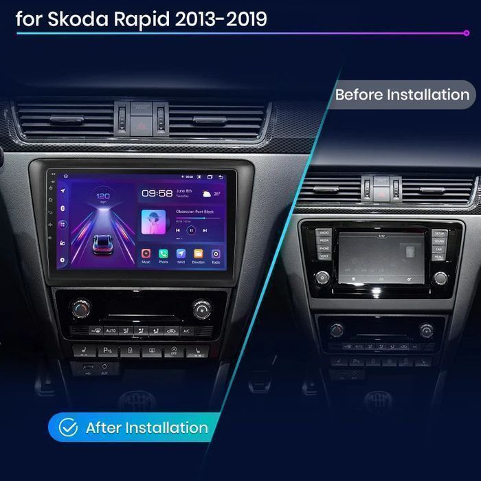Skoda Rapid – Radio Android 15 9" CarPlay Android Auto GPS Nawigacja Stacja Multimedialna WiFi Bluetooth PL 1GB/16GB