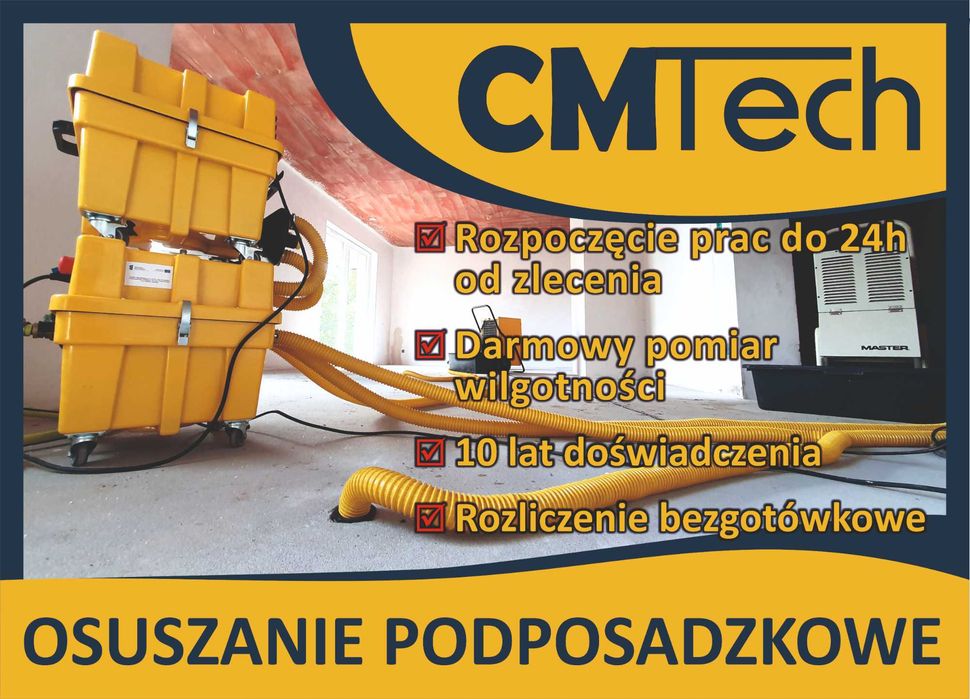 Bezgotówkowe Osuszanie podposadzkowe Gdańsk / Borkowo / Pruszcz Gdański - woda pod podłogą po zalaniu / po weryfikacji polisy
