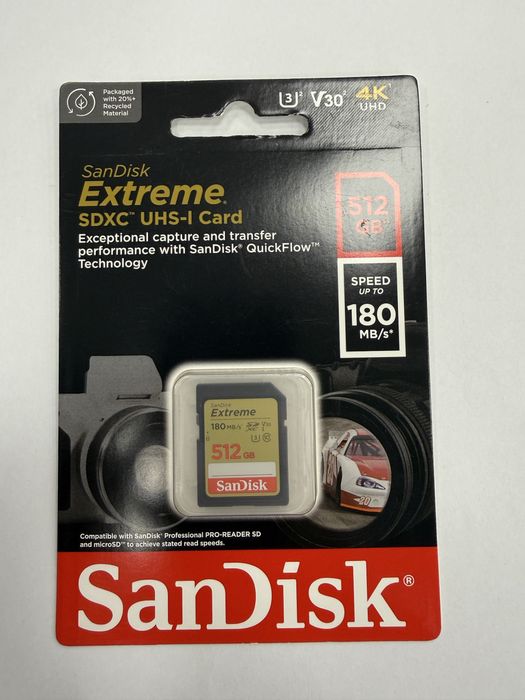 5 РОКІВ ГАРАНТІЯ Карта пам'яті SanDisk 512GB C10 UHS-I U3 R180/W130MB