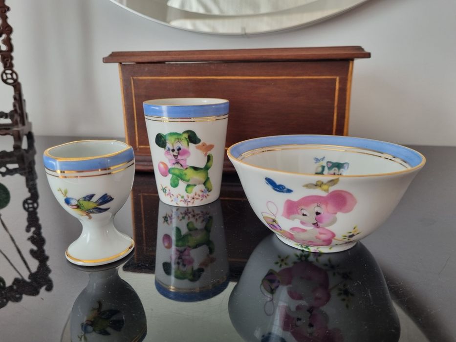 Conjunto porcelana criança Limoges Trevo