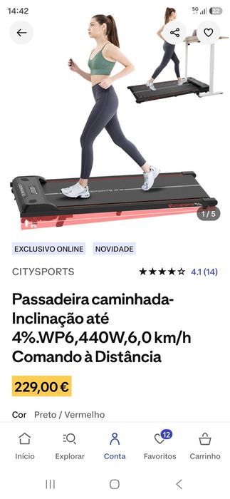 Passadeira de Caminhada Citysports WP6 (Comando + Inclinação 4%) (pouco uso)