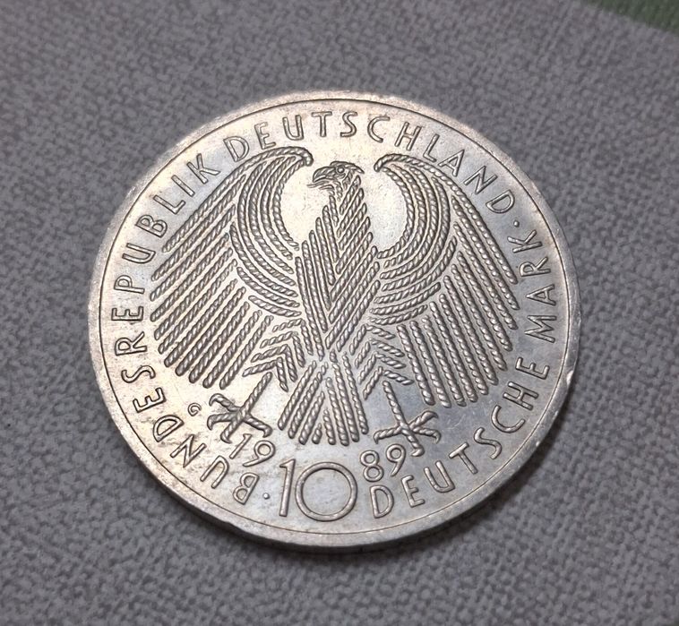 Moeda de 10 marcos em prata