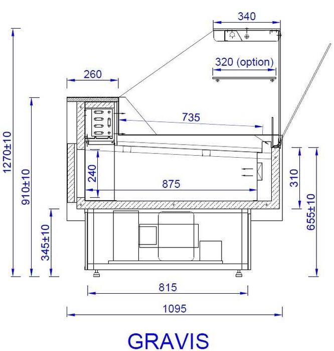 Lada chłodnicza witryna GRAVIS 308 CM NOWA OD RĘKI LADY CHŁODNICZE