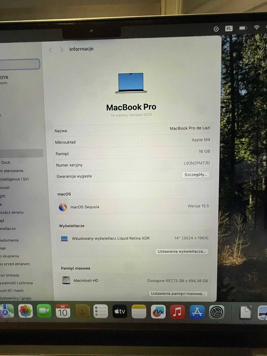Apple MacBook Pro M4 2024 stan jak nowy | 100% bateria | 43 cykle QWERTY