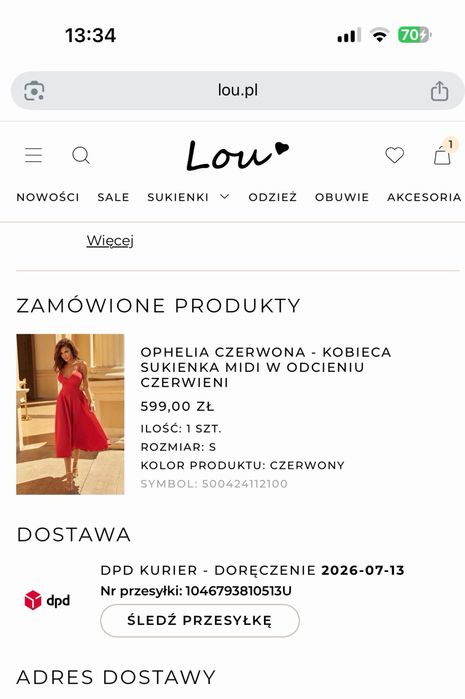 Ophelia lou S 36 czerwona