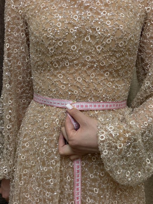 Сукня з бісером, бежева