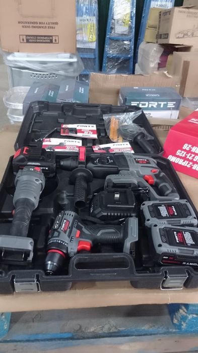 Набор аккумуляторных инструментов Forte CDR-21PROMO, AG 21-125, RH-26