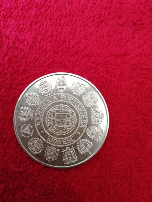 Moeda Prata 1.000 escudos de 1992 Encontro Dois Mundos