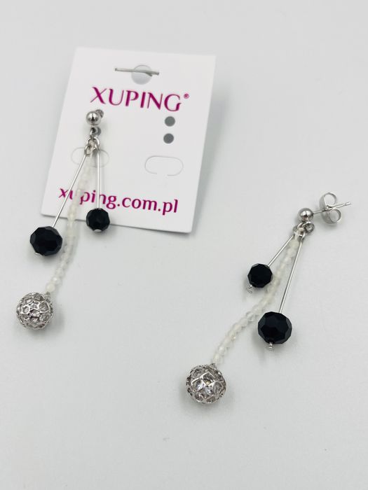 Kolczyki nowe posrebrzane kula z brynacikiem srebrne wiszące