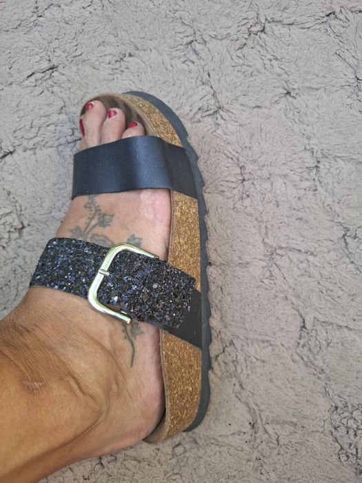 Prive Shoe Collection klapki na korkowej koturnie  39