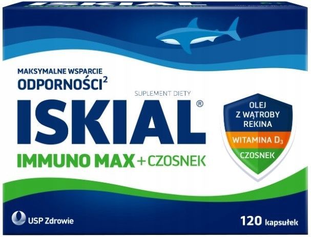 iskial max + czosnek olej z wątroby rekina witamina d3 120 kapsułek