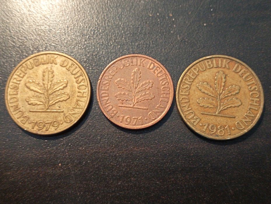 3 moedas 2 e 10 Pfennig Alemanha - Germany	1971. 1981, 1979 - Belas*