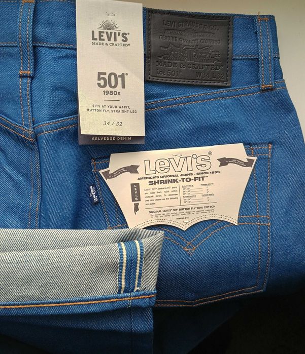 Levis 501 made in crafted.selvedge. 1980s.