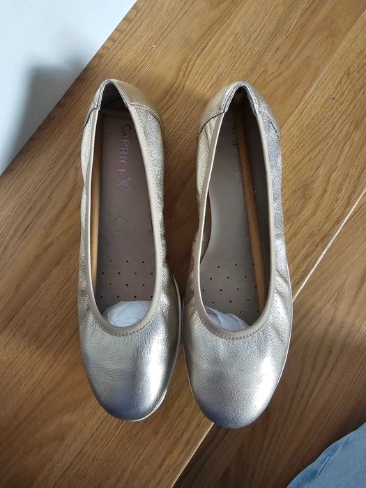 CAPRICE ZŁOTE miękkie balerinki, rozmiar 38