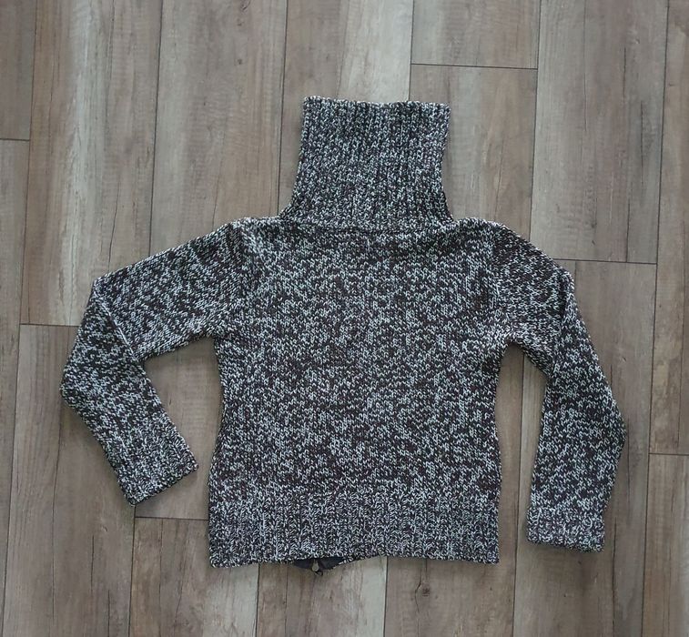 Sweter golf damski Oversize brązowy biały melanż