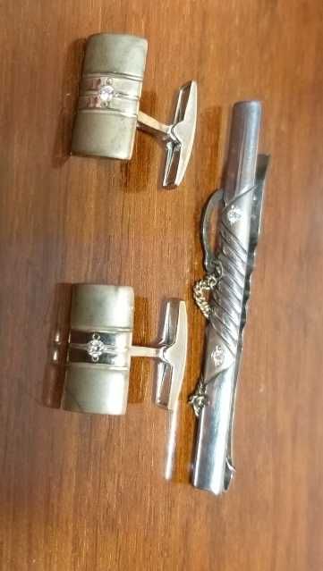 Запонки и зажим (серебро)