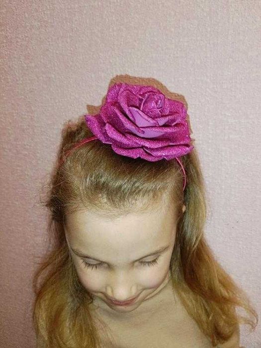 Обруч троянда рожева розочка до костюма квіточка рожева троянда.