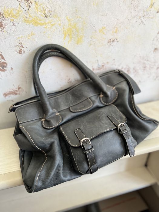 Кожаная крупная сумка Chloe оригинал номерная