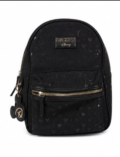 Mochila Disney Mickey Preta – Elegante, Compacta e em Excelente Estado