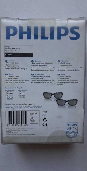 Okulary 3D Pasywne PHILIPS PTA417 oryginalne 2 szt