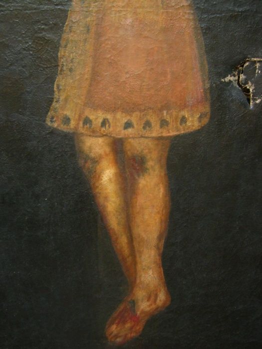 Chrystus na Krzyżu ogromny stary olej na płótnie