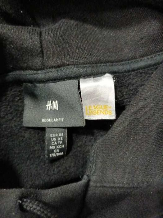 Czarna bluza z kapturem bawełniana damska H&M x LOL Rozmiar XS