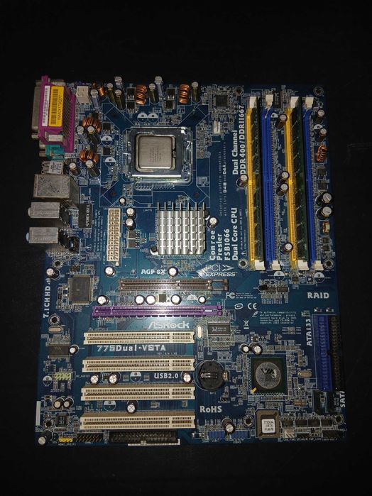 Motherboard Asrock775DUALVSTA + intel2core E7600+DDR2 2GB+RADEON 9600